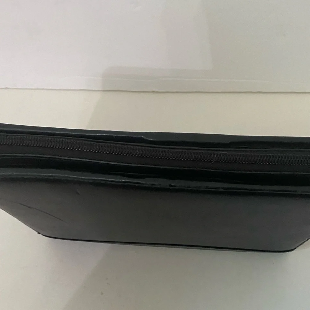 Vintage Franklin Covey Black Sleek Zipped 7 Ring Leather Planner CL12215